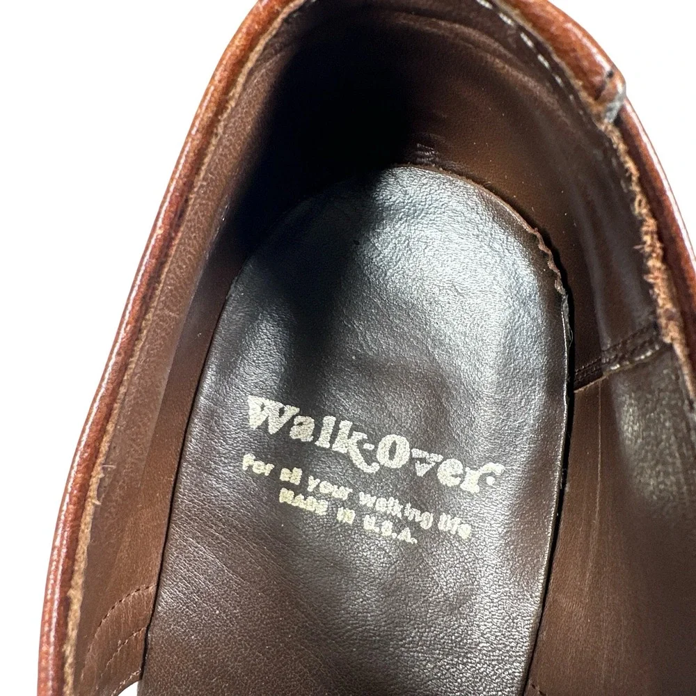 Walk-Over Mens Brown Pebbled Leather Wingtip Oxford Shoes 11‎ M Vibram Sole USA